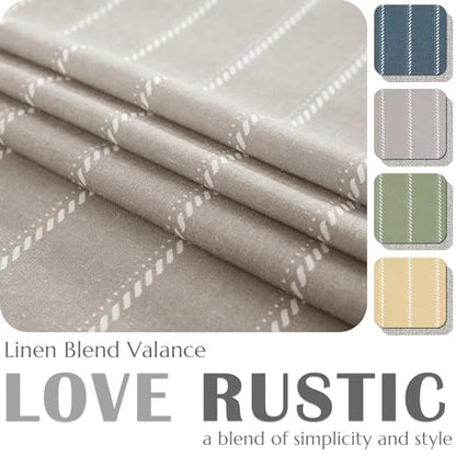 jinchan Striped Linen Valance Taupe Gray Farmhouse 18 Inch 1 Panel - color: Nautical Striped Taupe Gray, size: 50"W x 18"L (Pack of 1)