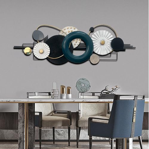 Metlzks Modern Abstract Metal Wall Art, Geometric Circles Design Wall Decor - color: Blue