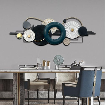 Metlzks Modern Abstract Metal Wall Art, Geometric Circles Design Wall Decor - color: Blue