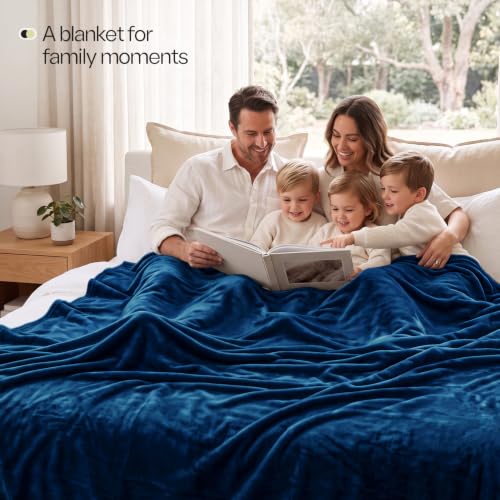 Soft Fleece Blanket for Bed Queen Size Navy (90x90 Inch) - color: Navy, size: Queen (90x90 Inch)