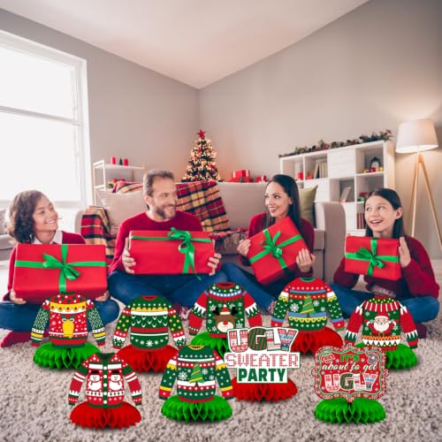 Christmas Ugly Sweater Party Decorations Honeycomb Centerpiece - style: Ugly Sweater