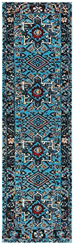 SAFAVIEH Vintage Hamadan Runner Rug 2'3"x6', Light Blue & Black VTH211M - color: Light Blue/Black, size: 2'3" x 6' (Runner)