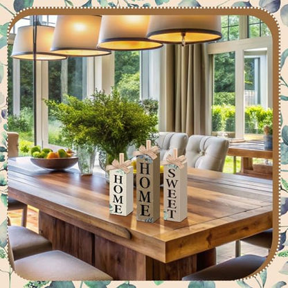 MiniInflat Home 3 Pcs Table Decor, Wooden Block Sign Tiered Tray - style: Home Sweet Home