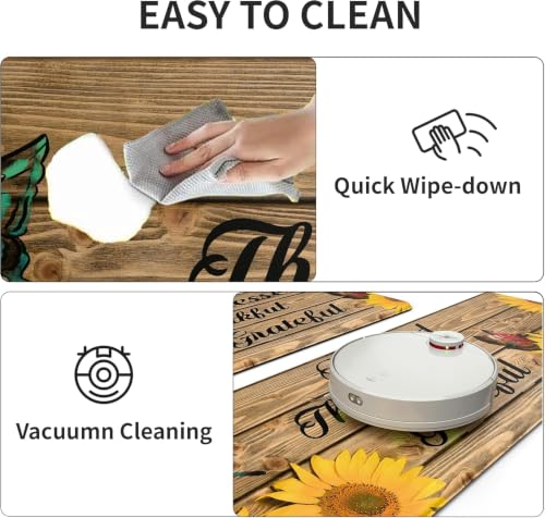 MAYHMYO Sunflower Kitchen Decor Mat Set, 2PC Kitchen Mats, Anti Fatigue - color: Wood Grain