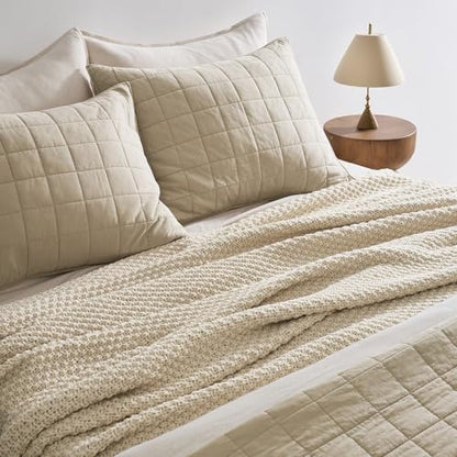 EVERGRACEHOME Chunky Chenille Knit Throw Blanket, 90 x 90, Beige - color: Beige, size: 90" X 90"