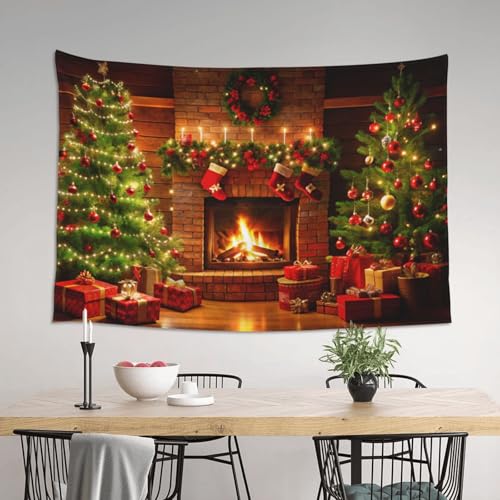 mutakin Christmas Tapestry Wall Hanging Aesthetic For Bedroom Living Room Dorm - color: Christmas