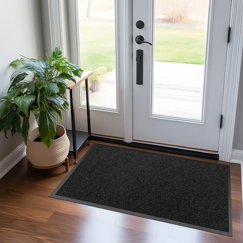 koloko 2ft x 8ft Durable Dirt Trapper Front Door Mat Outside Entrance - color: Black Pebble, size: 2 FT x 8 FT