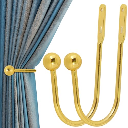 Curtain Holdback, 2 Pcs Wall Mounted Drapery Tiebacks with Screws, Gold - color: 2 Pcs, Gold