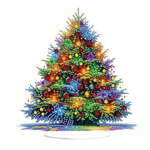 Yunzlly Stand Up Diamond Art Painting Kit, Desktop Gem Painting Ornament Kit for Adults, Tabletop Acrylic Diamond Board Painting (Christmas Tree) - color: Christmas Tree