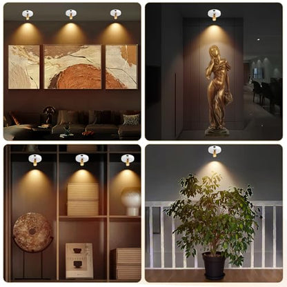 Rechargeable Spotlight, Battery Operated Picture Lights with Remote - color: chargeable White+G