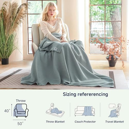 Simple&Opulence 100% Cotton Waffle Weave Throw Blanket 40"x50", White - color: White, size: Small(40"x50")