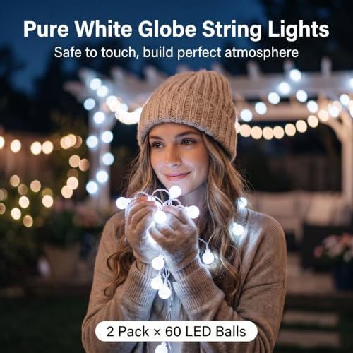 Minetom Battery Operated String Lights, Total 120 LEDs Classroom Lights - color: Pure White, size: 2 Pack