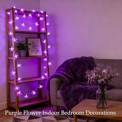 33ft Plug in 100 LED Purple Valentine's Wedding Flower String Lights Decor - color: Purple