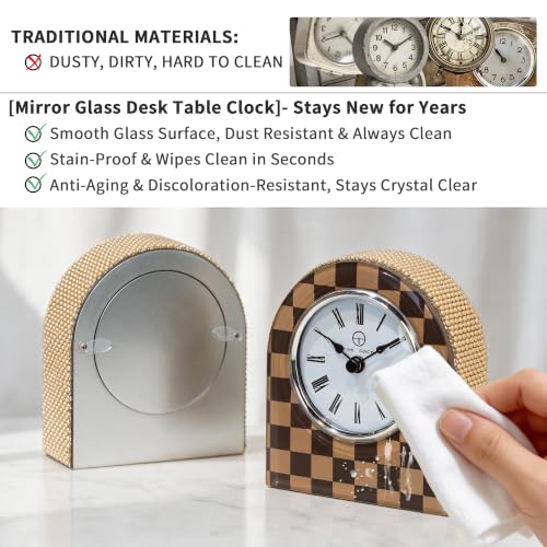 Mini Arched Checkerboard Glass Clock - color: Mocha