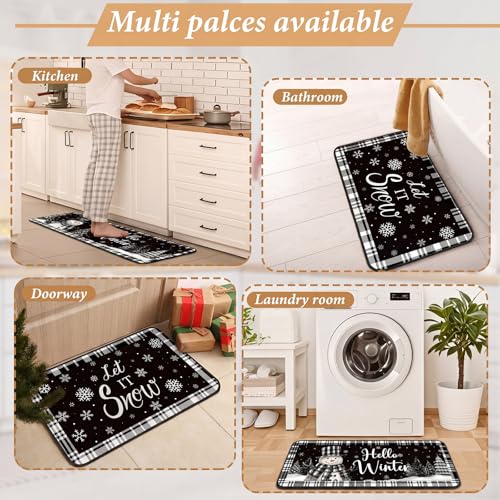 Fourluoo 3 Pcs Christmas Winter Snowman Kitchen Rugs and Mats Decor Set - color: Snow Man