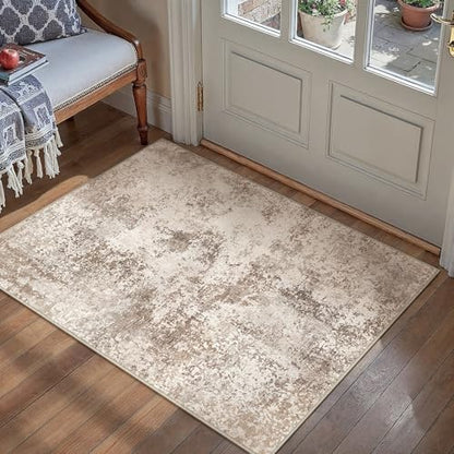 HUGEAR 2x3 Brown Abstract Washable Area Rug for Entryway - color: Brown, size: 2' x 3' (Rectangular)