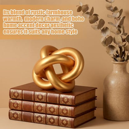 Yalikop 3 Link Wood Knot Decor Rustic Table Shelf Accents, Gold - color: Gold