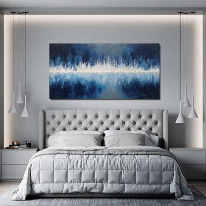 YISXINOAG Deep Blue Abstract Wall Art Modern Calm Cool Tones Canvas 20"X40" - color: deep blue, size: 40"L x 20"W