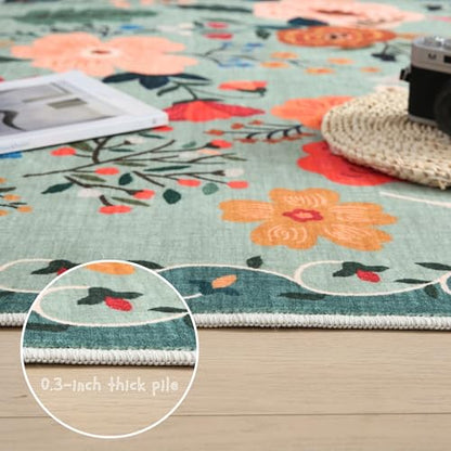 Rugcomf Runner Rug 2'7"x8' Washable, Green - color: Green, size: 2'7" x 8' (Rectangular)