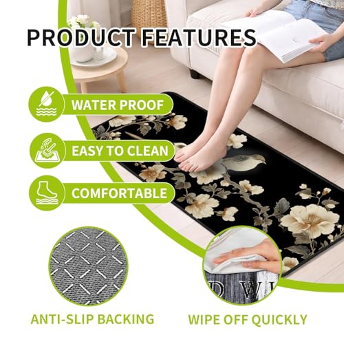 Classic Kitchen Mats for Floor, 2-Piece Non-Slip Kitchen Rugs - color: Birds and Flowers