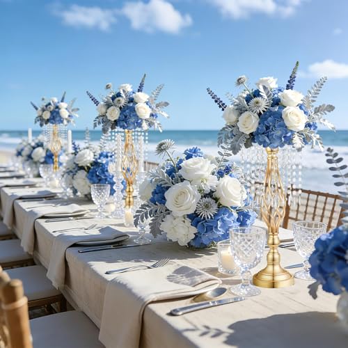 Gold Crystal Tall Vase Centerpiece Stand, Elegant Gold Flower Holder for Wedding Table Centerpieces, Perfect Wedding Reception Table Decor, Bases para Centros de Mesa, Centros de Mesa(6Pack) - size: 6Pack