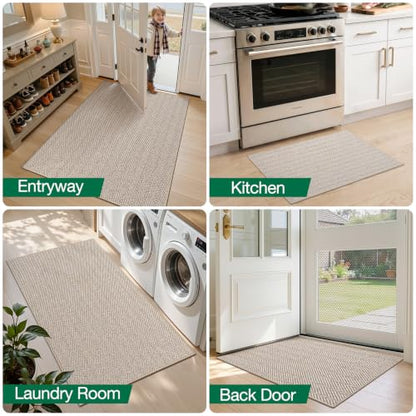 LUMI Ultra Thin Runner Rug for Hallway 2'4"x8', Entryway Rug, Beige - color: Beige, size: 2'4" x 8' (28"x96")