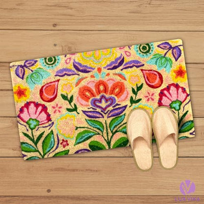 Coir Door Mats Outdoor and Indoor, Dalias, 16 x 27,5 in - color: Dalias