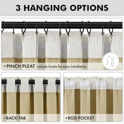 MIULEE 100% Blackout Linen Curtains 42 x 72 Inch Birch White 2 Panels - color: Birch White, size: 42"W x 72"L (Pack of 2)