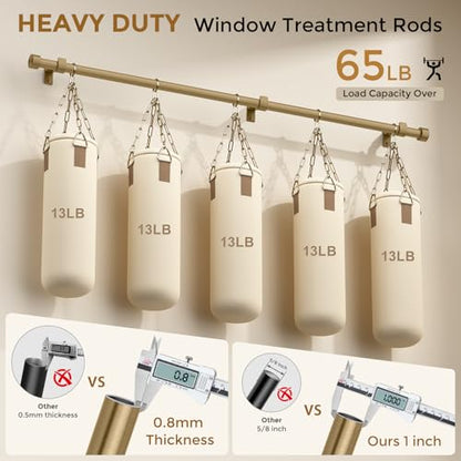 Heavy Duty Antique Brass Curtain Rod, 36-88 Inch, Warm Gold - color: Warm Gold, size: 36''-88'' (1 Pack)