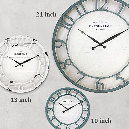 Presentime 21" Farmhouse Series Wall Clock - color: Aged Teal Finish, size: 21 inch