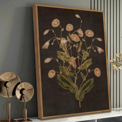 Moody Wildflower Framed Canvas Wall Art 16x24 inch - color: Wild-Mum, size: 16"x24" Natural