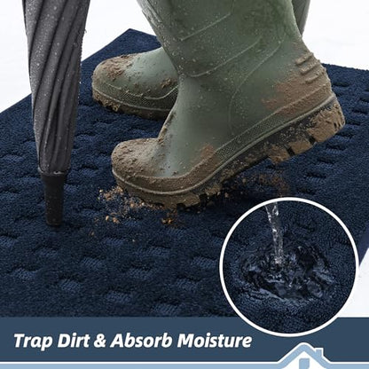 BEQHAUSE Dirt Trapper Door Mats 24"x36", Non Slip Washable, Navy Blue - color: Navy Blue, size: 24" X 36" (Rectangular)
