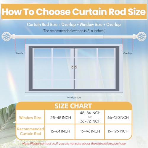 White Curtain Rod 48 to 84 Inch, Heavy Duty Drapery Pole Iron Cage - color: Weather White, size: 18-96"