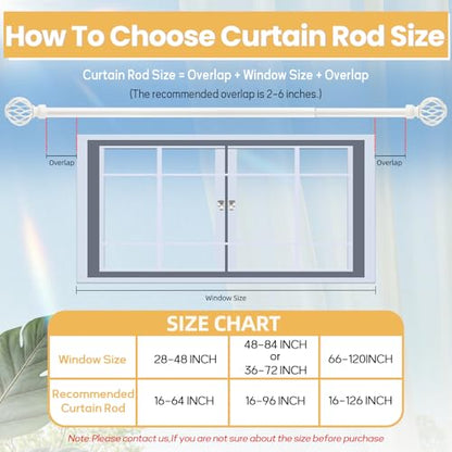 White Curtain Rod 28 to 48 Inch, Heavy Duty Drapery Pole Iron Cage - color: Weather White, size: 18-64"