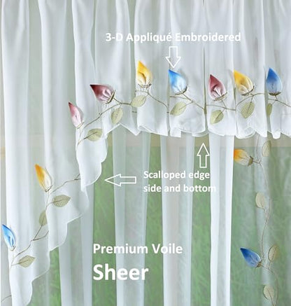 Today's Curtain,Vineyard 3-D Appliqué,Fan Insert, White, 30" W x 40" L - color: White, size: 30"W x 40"L (Pack of 1)