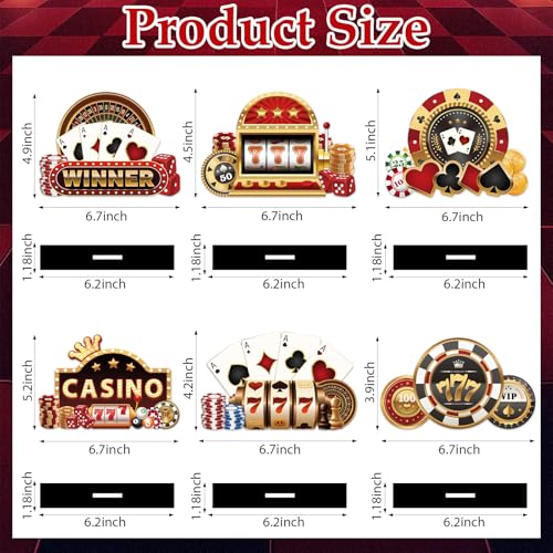 6PCS Casino Theme Wooden Centerpiece for Tables Las Vegas Party Decorations - style: Casino