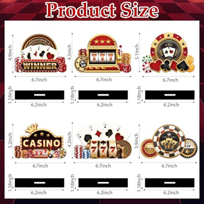 6PCS Casino Theme Wooden Centerpiece for Tables Las Vegas Party Decorations - style: Casino