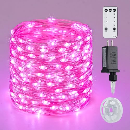 JMEXSUSS 200 LED Room Fairy Lights, 66 ft Pink Lights Outdoor Waterproof - color: Pink, size: 66FT 200LED