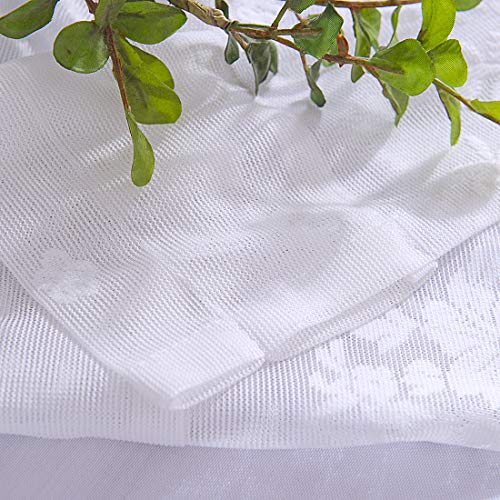 vctops Lace Sheer Kitchen Tier Curtain Set Floral Embroidered Cafe Tiers Rod Pocket Small Half Window Curtains 2 Panels (29" x 35", White) - color: White, size: 29"W x 35"L (Pack of 2)