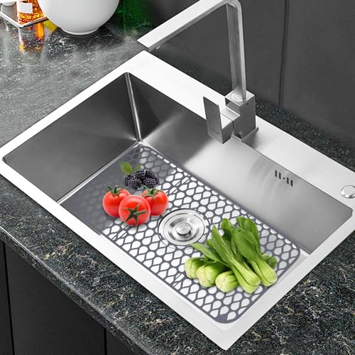 NICE DAY Sink Mat, Sink Protectors for Kitchen Sink By Better Housewares Wok Stand Strong Adsorption And Skid Resistance PVC Free Silicone Sink Mat (Extra Large: 26"x14") - size: 26" x 14"