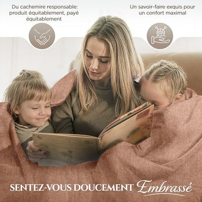 Cashmere Blanket – Hand Woven 100% Cashmere Wool Throw Blanket, 135 x 270 cm – Plain Cozy, and Soft Blanket for Bed, Sofa, or Couch - Made in Nepal - color: Brown