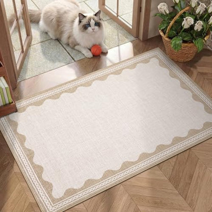 GarveeHome Scalloped Rug - color: Beige, size: 3' x 4' (Rectangular)