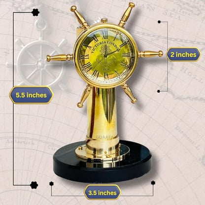 Ship Wheel Decorative Shipwheel CompassClock - Handmade Brass Tabletop Desk Decor Gift