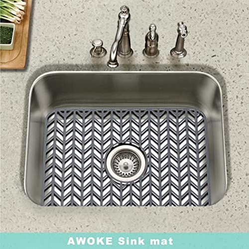 AWOKE Silicone Sink Protectors for Kitchen Sink 16.2"x 12.5" Center Drain - size: 16.2 x 12.5 Center Drain