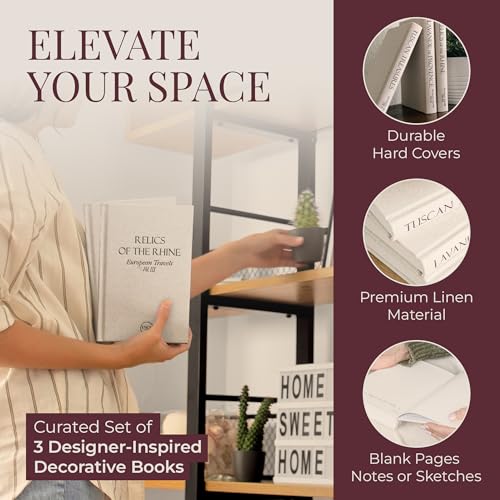 Decorative Books for Home Decor (Large) - Set of 3 - Real Blank Pages