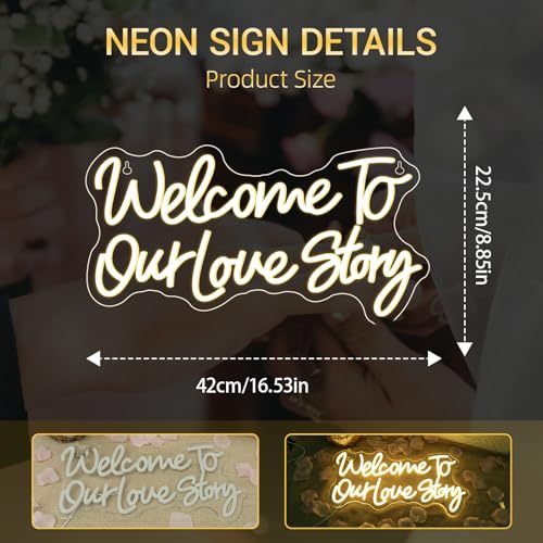 Welcome to Our Love Story Neon Sign Wedding Warm White Led Lights - color: Colorful-A-welcome to our lovestory