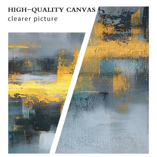 Blue and Gold Abstract Wall Art Set of 3, Modern Framed Canvas Wall Art 16x24 Inch, Luxury Abstract Landscape Wall Painting for Living Room Bedroom Office, Metal Frame Ready to Hang - color: Metallic Waterscapes, size: 16"L x 24"W