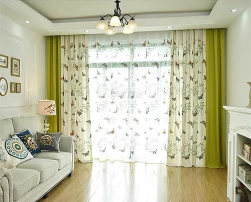 AiFish Embroidered Butterfly Window Semi Sheer Curtains for Kids Room Country Style Dandelion Pattern Room Divider Rod Pocket Tulle Gauze Voile Panel Drapes for Living Room 1 Panel W75 x L96 inch - size: 75"W x 96"L (Pack of 1)