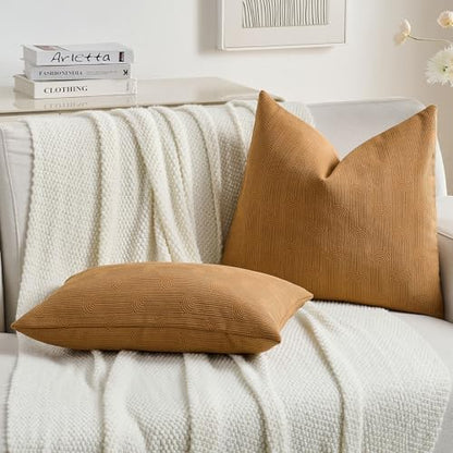 FUTEI Pack of 2 Chenille Throw Pillow Covers 26x26 Inch,Bronze - color: Bronze, size: 26" x 26" (Pack of 2)