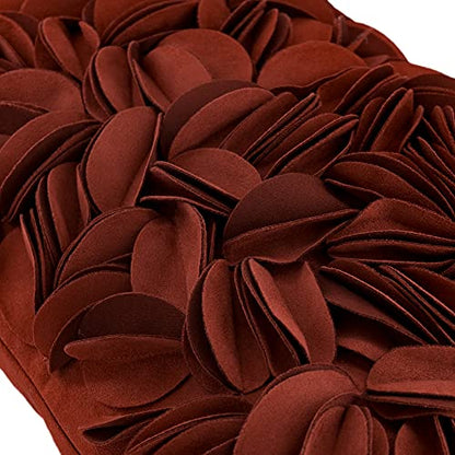 KINGROSE Handmade 3D Flower Throw Pillow Cover, Rust Red, 12x20 Inches - color: Rust Red